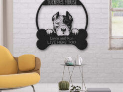 Pitbull's House Dog Lovers Personalized Custom Name Laser Cut Metal Signs
